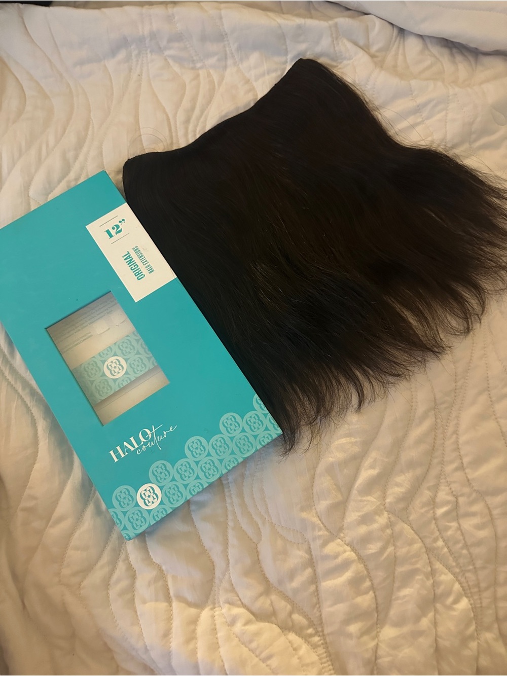12" Dark Brown (1B) Halocouture Hair Extension